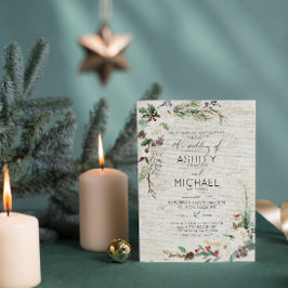 Convite Casamento Botânico Rustic Winter Birch Calliografi
