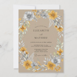 Convite Casamento Botânico Rústico Âmbar