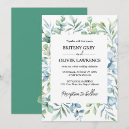 Convite Casamento Botânico Rústico de Eucalipto Verde