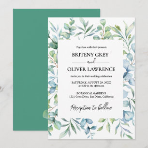 Convite Casamento Botânico Rústico de Eucalipto Verde