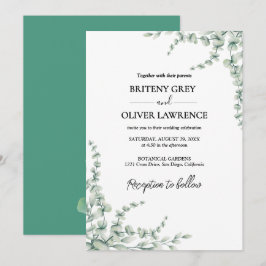 Convite Casamento Botânico Rústico de Eucalipto Verde