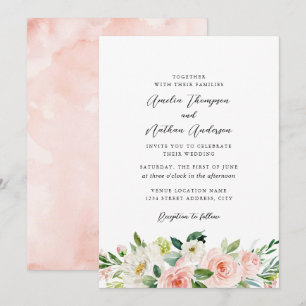 Convite Casamento Botânico Rústico Rosa Vergonha