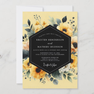 Convite Casamento Botânico Saffron Noir