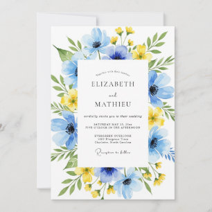 Convite Casamento Botânico Sereno Azul Céu