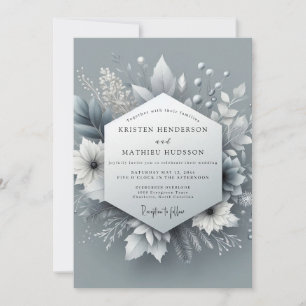 Convite Casamento Botânico Silver Frost