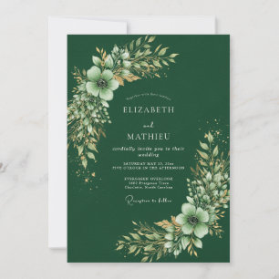 Convite Casamento Botânico Silvestre Verde Floresta