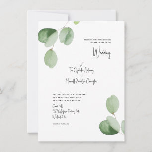 Convite Casamento Botânico Simples de Aquarela Moderna
