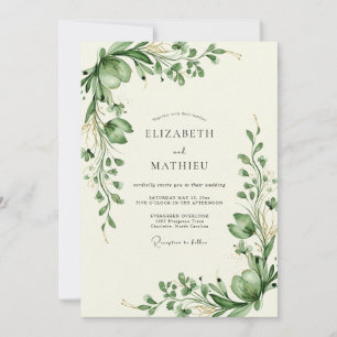 Convite Casamento Botânico Sofisticado em Verde Sage
