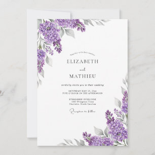 Convite Casamento Botânico Sofisticado Lilás
