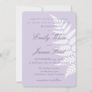 Convite Casamento Botânico Soft Lavender White Fern 5x7