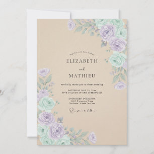 Convite Casamento Botânico Suave de Lavanda