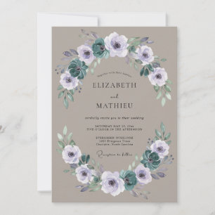 Convite Casamento Botânico Taupe Moody