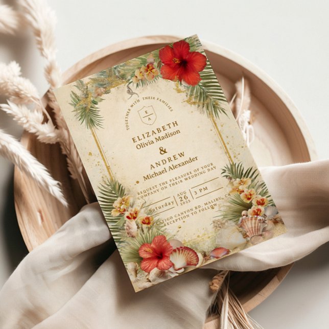 Convite Casamento Botânico Tropical Elegante (Criador carregado)