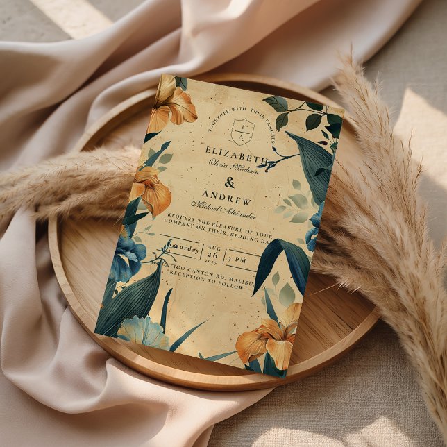 Convite Casamento Botânico Tropical Vintage (Criador carregado)