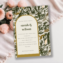 Convite Casamento Botânico Verde Arco Retroativo Rustic Bo