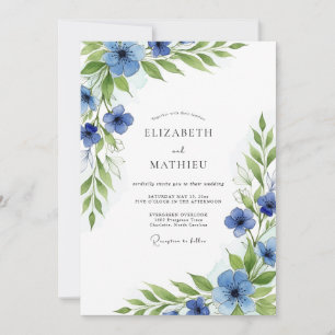 Convite Casamento Botânico Verde Azulado