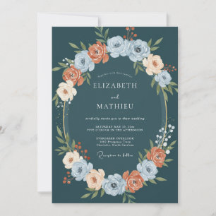 Convite Casamento Botânico Verde-azulado Luxuriante