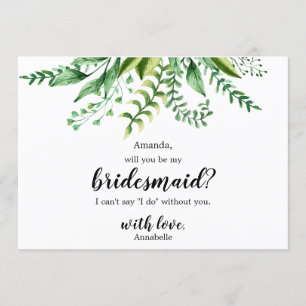 Convite Casamento Botânico Verde Elegante Seja Minha Dama 