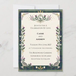 Convite Casamento Botânico Verde Escuro