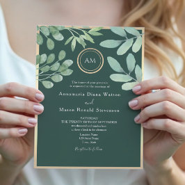 Convite Casamento Botânico Verde Esmeralda