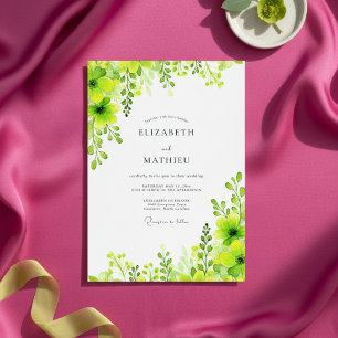 Convite Casamento Botânico Verde Lima Vibrante