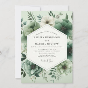 Convite Casamento Botânico Verde Sábio Verdejante