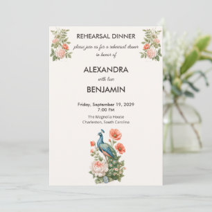 Convite Casamento Botânico Vintage   Elegante Pré-Casament