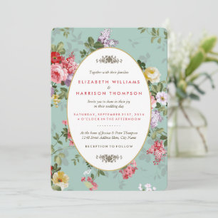 Convite Casamento Botânico Vintage Floral Garden