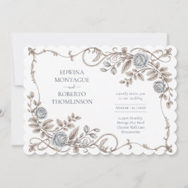 Convite Casamento Botânico Vitoriano Elegante