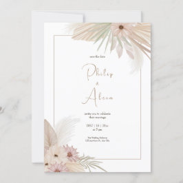 Convite Casamento Botânico White Boho