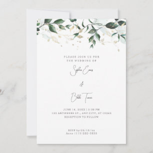Convite Casamento Branca de Folhas Modernas e Vinhas