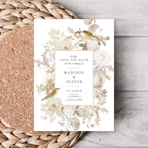 Convite Casamento Branca Floral Elegante Terrestre Salve A