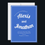 Convite Casamento Branco Azul Francês Retrô Trendy<br><div class="desc">Convite para Casamento Branco Azul de Tendy Mínimo Retroativo</div>