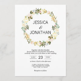 Convite Casamento Branco Beige Cor Floral Fresca Rosa