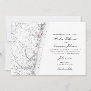 Convite Casamento branco branco branco negro do mapa do Av