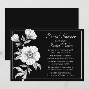 Convite Casamento Branco Chá de panela Floral Vintage