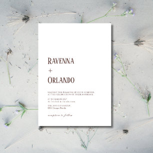 Convite Casamento Branco Chocolate Minimalista Simples Mod