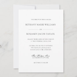 Convite Casamento Branco Clássico Elegante com RSVP