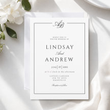 Casamento Branco com Borda de Monograma Elegante