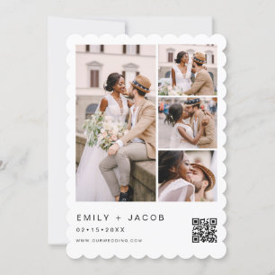 Convite Casamento Branco com código QR de Foto Minimalista