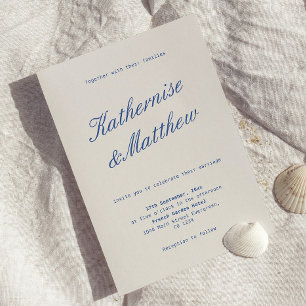 Convite Casamento Branco Costeiro e Azul Marinho