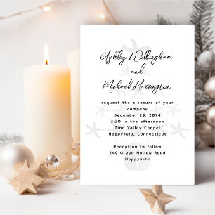 Convite Casamento Branco da Árvore de Natal à beira-mar
