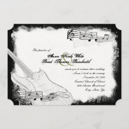 Convite Casamento branco da música do preto Funky da