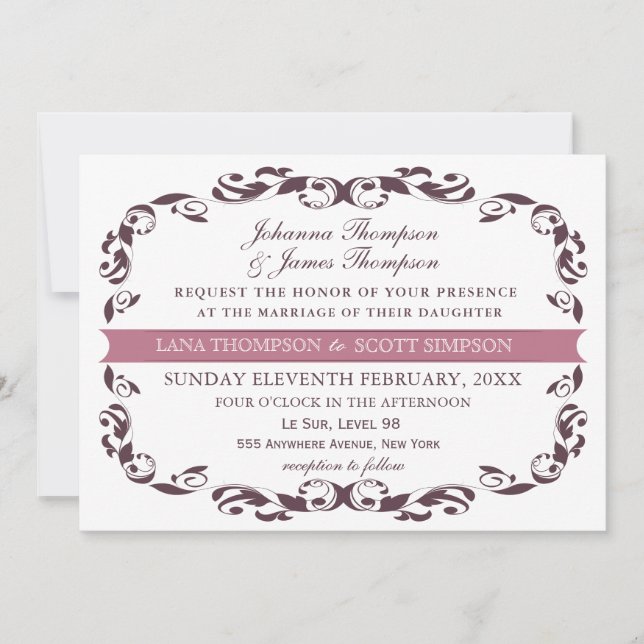 Convite Casamento Branco de Flourish Flourish, Vitoriano E (Frente)