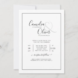 Convite Casamento Branco de Fontes Negras Clássicas All-in
