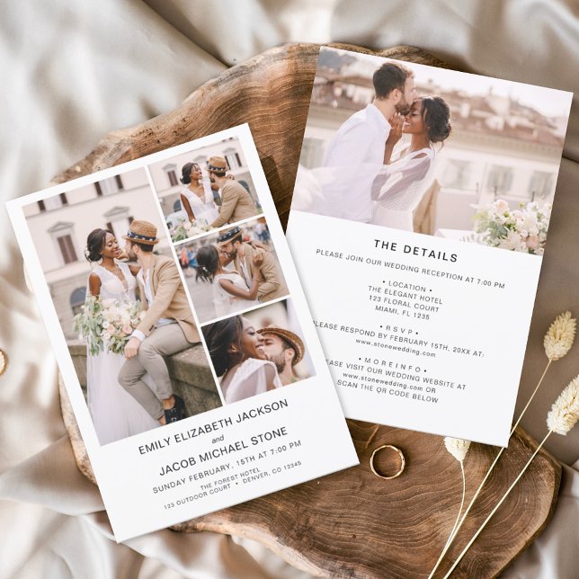 Convite Casamento Branco De Foto Minimalista (Criador carregado)