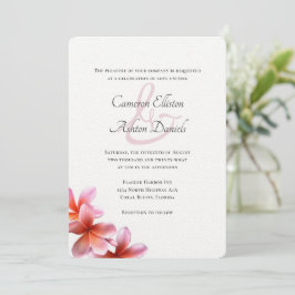 Convite Casamento Branco de Frangipani Floral Rosa