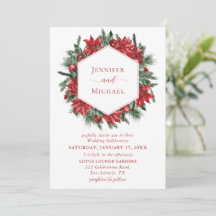Casamento Branco de Red Poinsettia Pine Greenery W