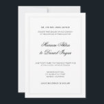 Convite Casamento Branco de Script de Caligrafia Moderna E<br><div class="desc">Cartão de anúncio de convite para casamento elegante e minimalista, num design moderno simples, com o nome de noiva de um noivo numa tipografia de na moda caligrafia emparelhada com a redação tradicional de um chic, um toque sofisticado em preto e branco clássico. Planejar um casamento ou procurar ideias? Esta...</div>