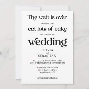 Convite Casamento Branco de Script Minimalista e Engraçado